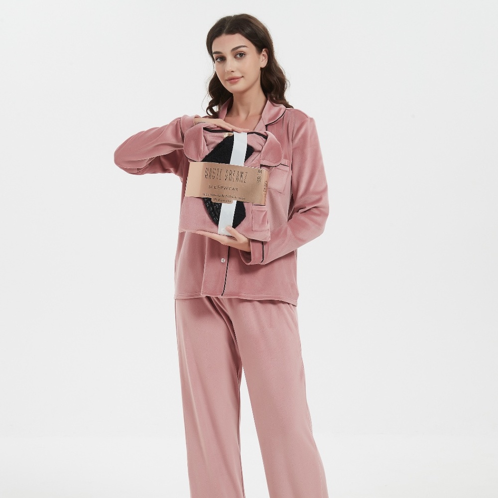 NWT VELOUR Notch Collar Pajama - Gift Set